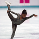 Surya Bonaly of France competing in the Ladies figure skating event during the Winter Olympic Games in Lillehammer, Norway, circa February 1994. Bonaly placed fourth. (Photo by Eileen Langsley/Popperfoto/Getty Images)